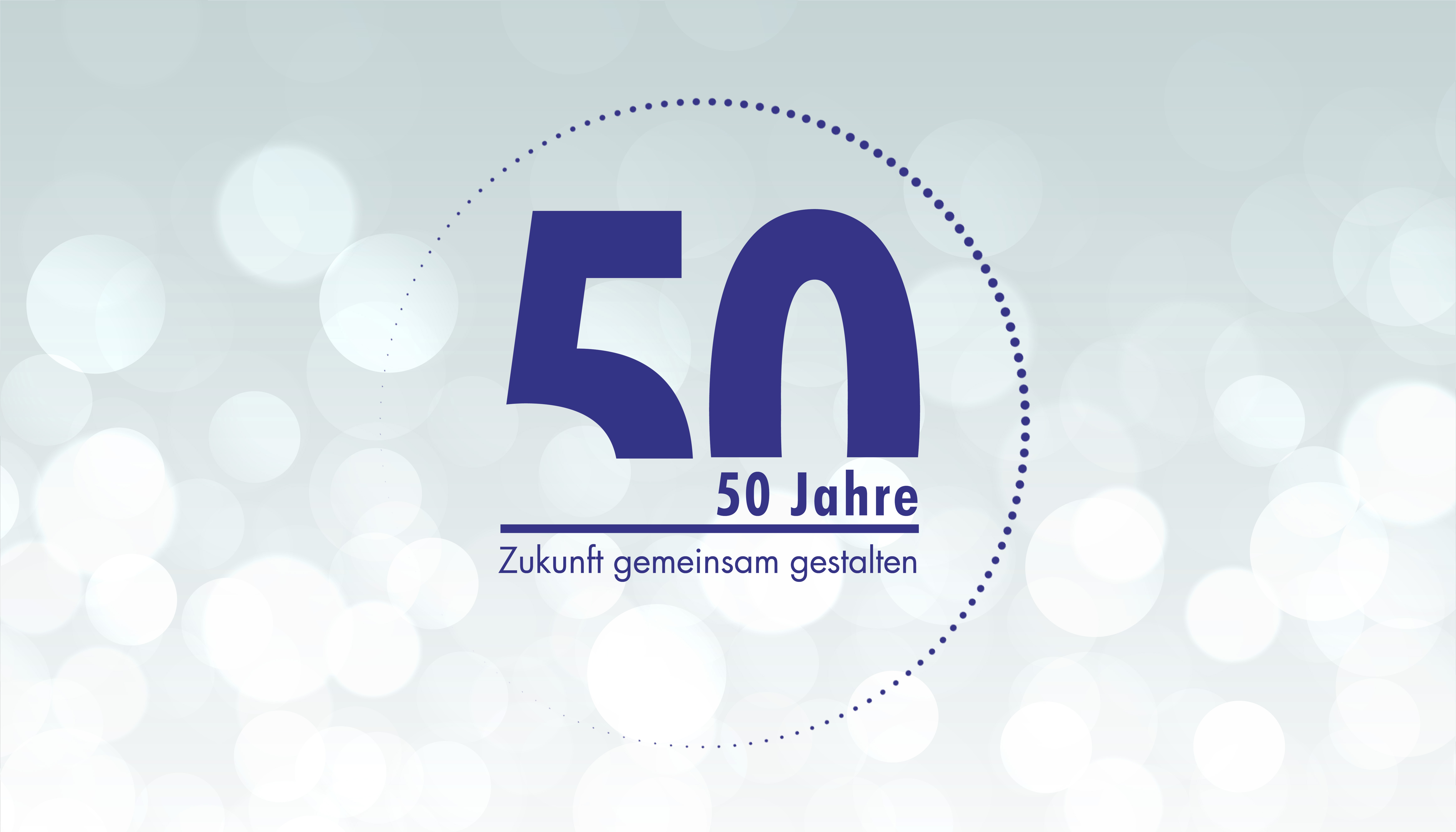 Logo 50 Jahre auf glitzerndem Hintergrund